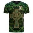 AIO Pride Burnett Family Crest T-Shirt - Celtic Cross Shamrock Patterns