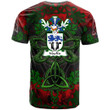 AIO Pride MacKie Family Crest T-Shirt - Celtic Dragonfly & Leaf Vines - Watercolor Style