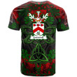 AIO Pride Gammell Family Crest T-Shirt - Celtic Dragonfly & Leaf Vines - Watercolor Style