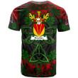 AIO Pride Brechin Family Crest T-Shirt - Celtic Dragonfly & Leaf Vines - Watercolor Style
