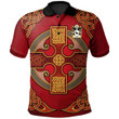 AIO Pride Corbet Shropshire Medieval Welsh Rolls Welsh Family Crest Polo Shirt - Vintage Celtic Cross Red