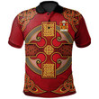 AIO Pride Mawddwy Lords Of Welsh Family Crest Polo Shirt - Vintage Celtic Cross Red