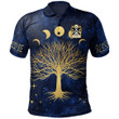 AIO Pride Dewi Sant Saint David Welsh Family Crest Polo Shirt - Moon Phases & Tree Of Life