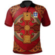 AIO Pride Parry Of Poston Herefordshire Welsh Family Crest Polo Shirt - Vintage Celtic Cross Red