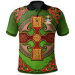 AIO Pride Castlemartin Alias Grace Pembrokeshire Welsh Family Crest Polo Shirt - Vintage Celtic Cross Green