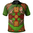 AIO Pride Baladon Or Ballon Lord Of Abergavenny Welsh Family Crest Polo Shirt - Vintage Celtic Cross Green