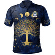 AIO Pride Dafydd AP Caradog Welsh Family Crest Polo Shirt - Moon Phases & Tree Of Life