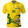 AIO Pride Custom Text & Number Australia Football Fan Polo Shirt