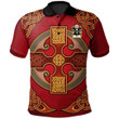 AIO Pride Long Of Pembrokeshire Welsh Family Crest Polo Shirt - Vintage Celtic Cross Red