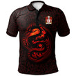 AIO Pride Raglan Of Carn Lwyd Llancarfan Glamorgan Welsh Family Crest Polo Shirt - Fury Celtic Dragon With Knot