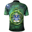 AIO Pride Rudd Bishop Of St David Welsh Family Crest Polo Shirt - Green Triquetra