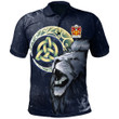 AIO Pride Crevequer Or Crevecoeur Flint Welsh Family Crest Polo Shirt - Lion & Celtic Moon