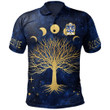 AIO Pride Genillin Farchog Caernarfonshire Welsh Family Crest Polo Shirt - Moon Phases & Tree Of Life