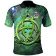 AIO Pride Powell Of Perth Hir Monmouthshire Welsh Family Crest Polo Shirt - Green Triquetra