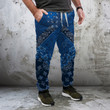 AIO Pride Blue Diagonal Paisley Bandana Fabric Patchwork Jogger Pants