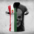 AIO Pride Custom Name Hungary Flag Skull Hexagon Grid Polo Shirt