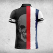 AIO Pride Custom Name France Flag Skull Hexagon Grid Polo Shirt