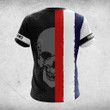 AIO Pride Custom Name France Flag Skull Hexagon Grid T-shirt