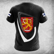 AIO Pride Custom Name Finland Coat Of Arms & Flag T-shirt