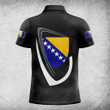 AIO Pride Custom Name Bosnia Coat Of Arms & Flag Polo Shirt