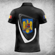 AIO Pride Custom Name Romania Coat Of Arms & Flag Polo Shirt