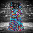 Leopard Skin Colorful Abstract Hollow Tank Top Or Legging