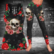 Skull Roses Art Black Hollow Tank Top Or Legging
