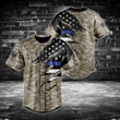 Customize Law Enforcement Flag Camo 3D Baseball Jersey Shirt
