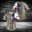 Customize Texas Flag Camo 3D Baseball Jersey Shirt