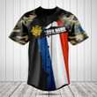 Customize France Coat Of Arms Camouflage Baseball Jersey Shirt