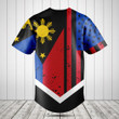 Philippines United States Flag Grunge Baseball Jersey Shirt