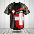 Customize Switzerland Coat Of Arms Camouflage Baseball Jersey Shirt