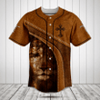 Customize Lion Cross Leather 3D Baseball Jersey Shirt
