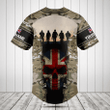 Customize United Kingdom 3D Skull Flag Camouflage Baseball Jersey Shirt