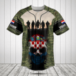 Customize Croatia 3D Skull Flag Camouflage Baseball Jersey Shirt