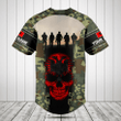Customize Albania 3D Skull Flag Camouflage Baseball Jersey Shirt