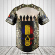 Customize Romania 3D Skull Flag Camouflage Baseball Jersey Shirt