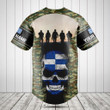 Customize Greece 3D Skull Flag Camouflage Baseball Jersey Shirt