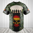Customize Spain 3D Skull Flag Camouflage Baseball Jersey Shirt