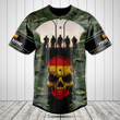 Customize Spain 3D Skull Flag Camouflage Baseball Jersey Shirt
