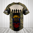 Customize Ecuador 3D Skull Flag Camouflage Baseball Jersey Shirt
