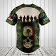 Customize Mexico 3D Skull Flag Camouflage Baseball Jersey Shirt