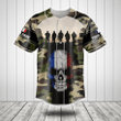 Customize France 3D Skull Flag Camouflage Baseball Jersey Shirt
