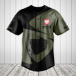 Customize Poland Map Black And Olive Green Baseball Jersey Shirt