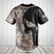 Customize Latvia Black Skull Camouflage Baseball Jersey Shirt