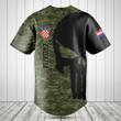 Customize Croatia Black Skull Camouflage Baseball Jersey Shirt