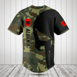 Customize Albania Black Skull Camouflage Baseball Jersey Shirt