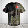 Customize Slovakia Black Skull Camouflage Baseball Jersey Shirt