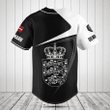 Customize Denmark Symbol Black And White Skull Baseball Jersey Shirt