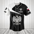 Customize Poland Symbol Black And White Skull Baseball Jersey Shirt
